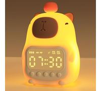 YISSVIC Kids Alarm Clock Cute Capybara Silicone Night Light, 2 Alarms, Snooze, 12/24H Display, Bedside Clock for Children