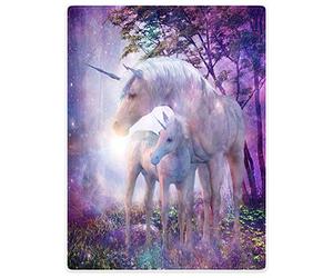 YISUMEI 80x120 cm Blanket Comfort Warmth Soft Cozy Easy Care Machine Wash Fantasy Forest Unicorn Purple,Violet
