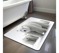 YISUMEI Bath Mat, Polar Bear Family, Super Absorbent Quick-Dry, Waterproof Rubber Backing, Easy Clean, 60 x 40 cm