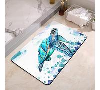 YISUMEI Bathroom Mat, Non-Slip Super Absorption Bath Carpet with Rubber Backing, Fit Under Bathroom Doormat Floor Rugs for Shower Buthtub,17"x24",Watercolor Sea Turtle