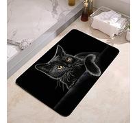 YISUMEI Bathroom Mat, Non-Slip Super Absorption Bath Carpet with Rubber Backing, Fit Under Bathroom Doormat Floor Rugs for Shower Buthtub,17"x24",Black Cat