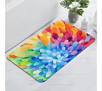 YISUMEI Bathroom Rug,Absorbent Non-Slip Indoor Rugs for Bathtub and Shower Floor,Durable Rubber Backing Print Bath Mat,17"x24",Abstract Colorful Coral Flower Plant Modern