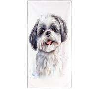 YISUMEI Black and White Shih Tzu Beach Towel Large 180x90cm, Quick-Dry Microfiber Towel with Carry bag, Super Absorbent, Sand-Free, Lightweight Travel Towel for Beach, Gym, Pool
