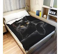 YISUMEI Black Cat Throw Blanket Modern Black Decorative Big Eyes Black Cat Fleece Blanket Soft Warm Cozy for Kids Adult Gifts 60"x80"