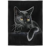 YISUMEI Black Cat Throw Blanket Modern Black Decorative Big Eyes Black Cat Fleece Blanket Soft Warm Cozy for Kids Adult Gifts 50"x60"