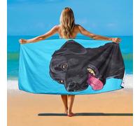 YISUMEI Black Labrador Retriever Beach Towel Large 180x90cm, Quick-Dry Microfiber Towel with Carry bag, Super Absorbent, Sand-Free, Lightweight Travel Towel for Beach, Gym, Pool