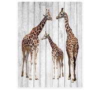 YISUMEI Blanket 100 x 125 cm Soft Flannel Fleece Blanket Throw Giraffe Wood Grain