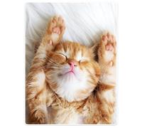 YISUMEI Blanket 75 x 100 cm Soft Flannel Fleece Blanket Bed Blanket Kitten Cat Sleeping Yellow