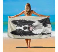 YISUMEI Border Collie Beach Towel Large 180x90cm, Quick-Dry Microfiber Towel with Carry bag, Super Absorbent, Sand-Free, Lightweight Travel Towel for Beach, Gym, Pool