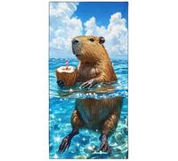 YISUMEI Coconut Capybara Beach Towel - Large 180x90cm, Quick-Dry Microfiber Towel with Carry Bag, Super Absorbent & Sand-Free Lightweight Travel Towel for Beach, Gym, Pool