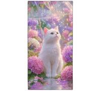 YISUMEI Cosmic White Cat Beach Towel Large 180x90cm, Quick Dry Microfiber Towels with Carry Bag, Sand Free Lightweight Travel Towel for Beach, Gym, Pool