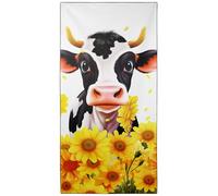 YISUMEI Cow & Sunflowers Beach Towels for Adults Extra Large 180 x 90 cm, Microfibre Quick Dry Towel for Travel Swimming Camping Sports