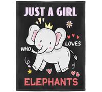 YISUMEI Elephant Fleece Throw Blanket, Just A Girl Who Loves Elephants Design, Gift for Girls Women Kids, 150 x 200 cm, Black
