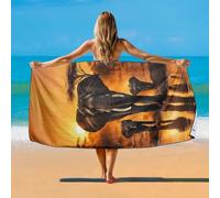 YISUMEI Elephant Sunset Africa Grassland Beach Towel - Large 180x90cm, Quick-Dry Microfiber Towel with Carry Bag, Super Absorbent & Sand-Free Lightweight Travel Towel for Beach, Gym, Pool