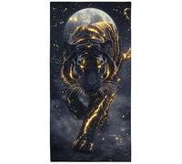 YISUMEI Golden Pattern White Tiger Beach Towel Large 180x90cm, Quick-Dry Microfiber Towel with Carry bag, Super Absorbent, Sand-Free, Lightweight Travel Towel for Beach, Gym, Pool