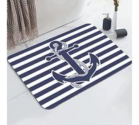 YISUMEI Nautical Anchor Bathroom Mat, Non-Slip Super Absorption Bath Carpet with Rubber Backing, Fit Under Bathroom Doormat Floor Rugs for Shower Buthtub Sink, 17"x24"