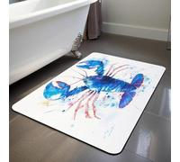 YISUMEI Non-Slip Bath Mat for Shower - 40x60cm Super Absorbent & Quick Drying Microfiber Mat, Blue Lobster Digital Art - Bathroom Decor Accessory