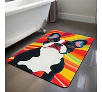 YISUMEI Non-Slip Bath Mat for Shower - 40x60cm Super Absorbent & Quick Drying Microfiber Mat, Boston Terrier - Bathroom Decor Accessory