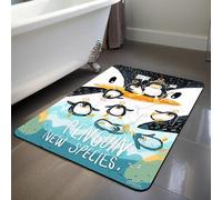 YISUMEI Non-Slip Bath Mat for Shower - 40x60cm Super Absorbent & Quick Drying Microfiber Mat, Penguin New Species - Bathroom Decor Accessory
