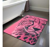 YISUMEI Non-Slip Bath Mat for Shower - 40x60cm Super Absorbent & Quick Drying Microfiber Mat, Pink - toned Cheetah - Bathroom Decor Accessory