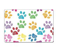 YISUMEI Paw Bathroom Rugs Non Slip Black Bath Mats Super Absorbent Bath Mat for Bathroom, 17"x24"，Colorful Dog Cat Paw, for Man Woman Teen