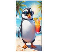 YISUMEI Penguin Wearing Sunglasses Beach Towel - Large 180x90cm, Quick-Dry Microfiber Towel with Carry Bag, Super Absorbent & Sand-Free Lightweight Travel Towel for Beach, Gym, Pool