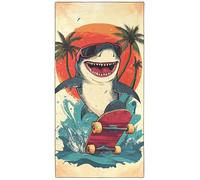 YISUMEI Skateboard Shark Beach Towels Extra Large 180 x 90 cm, Microfibre Lightweight Quick Dry Towel for Swimming Pool Cruise Sports Travel Camping