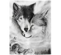 YISUMEI - Soft Fleece Blanket - Black and White Wolf,100 x 150 cm Throw Suitable for Bed or Sofa
