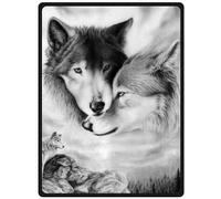YISUMEI - Soft Fleece Blanket - Black and White Wolf,125 x 200 cm Throw Suitable for Bed or Sofa