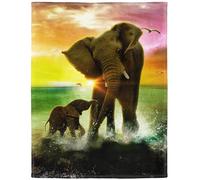 YISUMEI - Soft Fleece Blanket - Elephant Drawing,125 x 150 cm Throw Suitable for Bed or Sofa