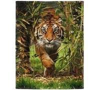 YISUMEI - Soft Fleece Blanket - Fierce Tiger,150 x 200 cm Throw Suitable for Bed or Sofa