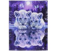 YISUMEI Soft Warm Fluffy Fleece Throw Blanket for Couch Sofa Bed, Fantasy Tiger Cubs, 135 x 200 cm