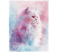 YISUMEI Soft Warm Fluffy Fleece Throw Blanket with Animal Pattern, Fat Cat, 150 x 200 cm