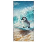 YISUMEI Surfing penguin Bath Towel, Super Soft Microfibre Beach Towels for Bathroom Gym Pool, 70 x 140 cm