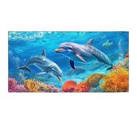 YISUMEI Underwater Dolphins Beach Towels for Adults Extra Large 180 x 90 cm, Microfibre Quick Dry Towel for Travel Swimming Camping Sports