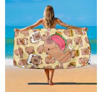 YISUMEI Watermelon Capybara Beach Towel - Large 180x90cm, Quick-Dry Microfiber Towel with Carry Bag, Super Absorbent & Sand-Free Lightweight Travel Towel for Beach, Gym, Pool
