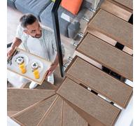 YISUN 15 PCS Non-Slip Stair Treads, Carpet Treads for Stairs, Non Skid Rubber Backing, Removable Washable Step Runners, Perfect for Kids, Elders and Pets, Size: 65 X 20 cm, Color: Khaki