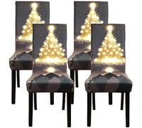 YISUN Christmas Chair Covers, Dining Chair Covers Set of 4, Father Christmas Santa Super Fit Stretch Spandex Removable Washable Dining Chair Protector Cover Seat Slipcover