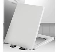 YISUPP Family Toilet Seat Square Shape Toilets Seat Soft Close Toilet Lid Top Fixing Square WC Loo Seat Toilet Lid, Loo Seat Comes with Fitting,white-40~45cm*34.5cm