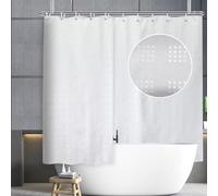 YISURE Extra Wide Textured Shower Curtain for Bathroom Tub, Waterproof Fabric with Plastic Hooks 94.5" W x59 L /240x150cm