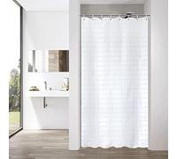 YISURE Narrow Shower Curtain, White Jacquard Shower Curtain for Bathroom Tub, Waterproof Fabric with Plastic Hooks 35" W x79 L /90x200cm
