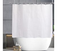 YISURE Short Shower Curtain 59 Inch Length, White Waffle Textured Fabric Waterproof Bath Curtain Sets for Walk in tub with 12 Pack Hooks