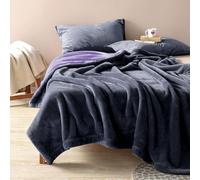 YISURE Waterproof Reversible Bed Blanket 90x80 Inch, Violet/Grey | Leakproof Soft Flannel Protector, Guards Mattress & Sofa Against Pee and Liquid Spills