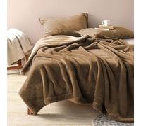 YISURE Waterproof Reversible Blanket Bed Cover 90''x80'', Leakproof Protector Cover to Protect Bed Mattress, Sofa, Couch from Pee & Spills, King Size Soft Flannel (Brown/Tan)