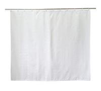 YISURE White Textured Short Shower Curtain, Small Shower Curtain for Bathroom Tub, Waterproof Fabric and Plastic Hooks 59" W x59 L /150x150cm