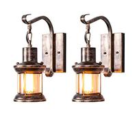 YISURO Rustic Wall Light Fixtures, Oil Rubbed Bronze Finish Indoor Vintage Wall Light Industrial Lamp Fixture Glass Shade Farmhouse Metal for Bedroom Living Room(2 Pack)