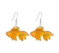YISXVD 3D Cute Transparent Resin Goldfish Dangle Drop Earrings Simulation Fish Earrings for Women Statement Jewelry, L, Resin, No Gemstone