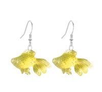 YISXVD 3D Cute Transparent Resin Goldfish Dangle Drop Earrings Simulation Fish Earrings for Women Statement Jewelry, L, Resin, No Gemstone