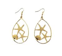 YISXVD Boho Hollow Teardrop Starfish Seashell Earrings for Women Creative Starfish Conch Shell Drop Dangle Earrings Summer Ocean Jewelry, L, Alloy Steel, No Gemstone