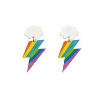 YISXVD Cloud Lightning Earrings Dainty Lightning Bolt Stud Earrings for Women Minimalist Jewelry Unique for Her Birthday, L, Acrylic, No Gemstone